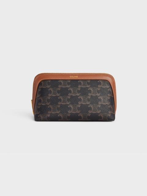 CELINE SMALL COSMETIC POUCH IN TRIOMPHE CANVAS AND CALFSKIN