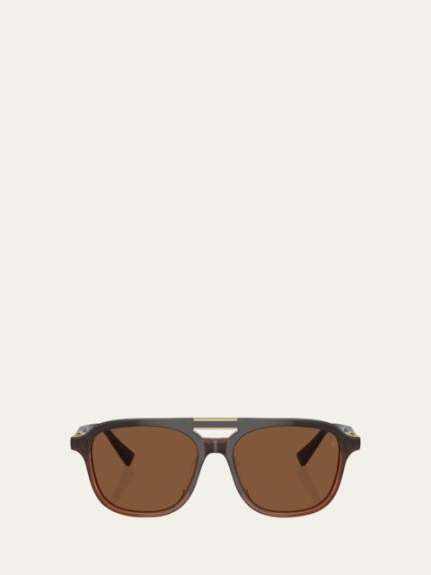 Brunello Cucinelli Polarized Acetate Aviator Sunglasses