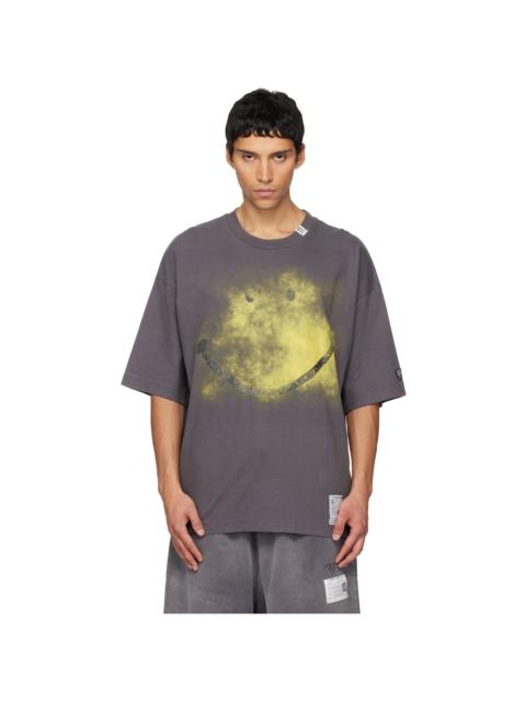 Maison MIHARAYASUHIRO Black Smily Face Printed Ringer T-shirt