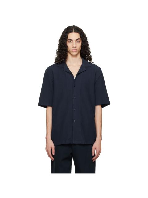 BOSS Navy Ribbed Cotton Shirt