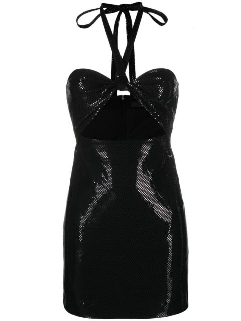 ROTATE foil jersey halterneck minidress