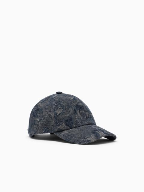 GIORGIO ARMANI JACQUARD BASEBALL CAP WITH LOGO DENIM COLLECTION