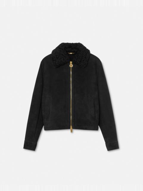 VERSACE Suede Shearling Blouson Jacket