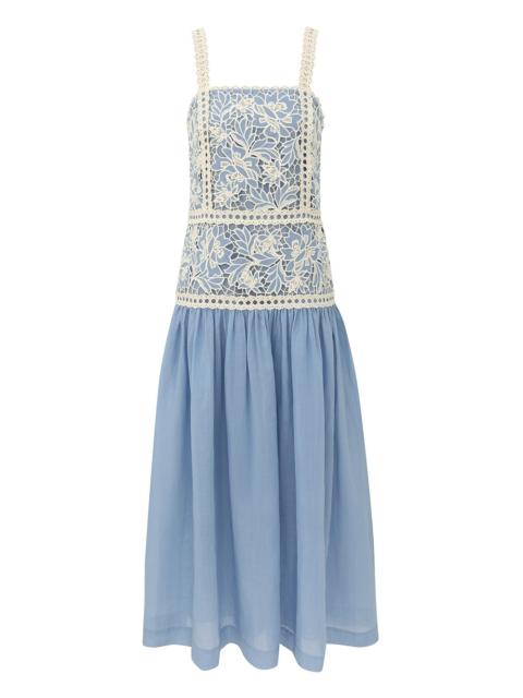 Zimmermann ECHO EMBROIDERED SLIP DRESS