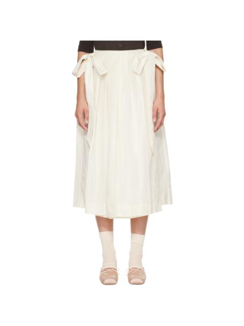 Simone Rocha Off-White Pleated Sheer Panel Wrap Midi Skirt