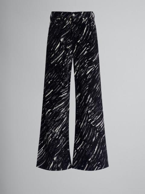 Marni BLACK FLOCKED LOOSE JEANS WITH CRAYON PRINT