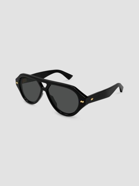 Bottega Veneta Men's STUDS 56MM Ribbon Pilot Sunglasses - Black