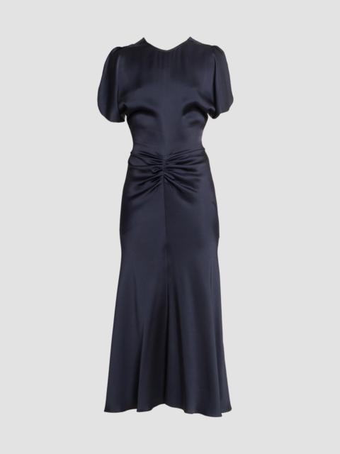 Victoria Beckham Women's Bela Satin Ruched Midi Dress - Midnight