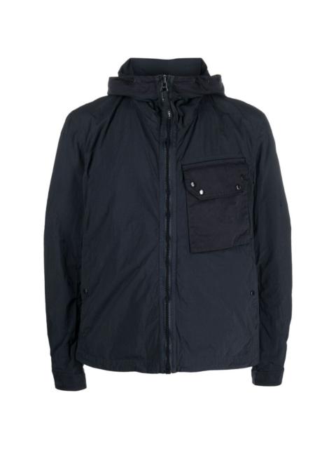 zipped-up chest-pocket jacket