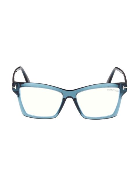 TOM FORD Women's 54MM Blue Block Optical Eyeglasses - Transparent Dark Teal