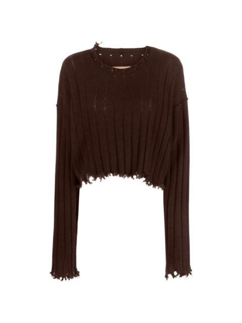 distressed-efffect cashmere jumper