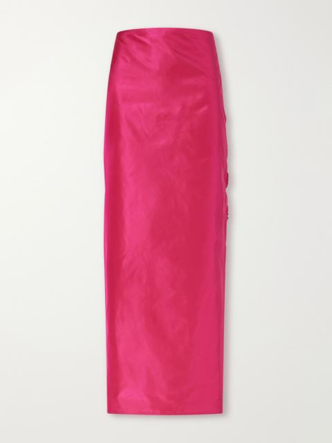 Valentino Knotted silk-taffeta midi skirt Fuchsia