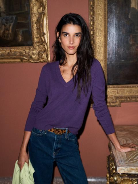 BODEN Elsie Cashmere V Neck Sweater-Deep Grape