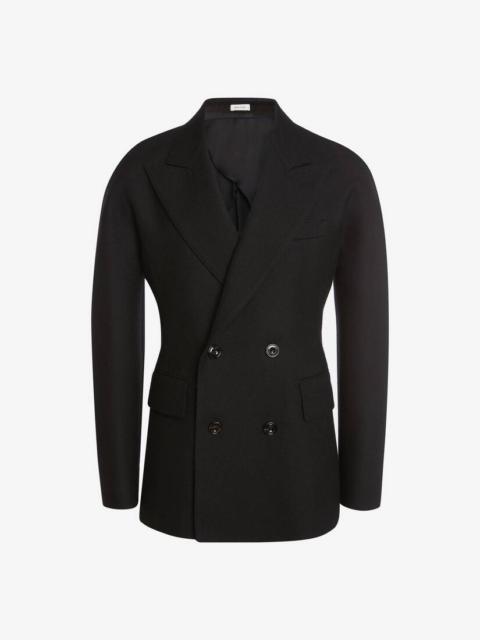Dropped Sleeve Sleeve Double-breasted Tailored Jacket in Black