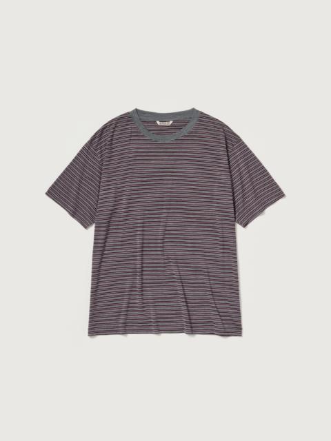 AURALEE SOFT SMOOTH WOOL STRIPE JERSEY TEE