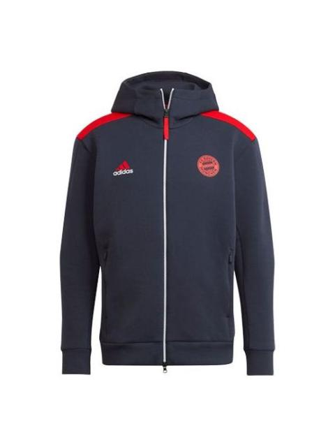 adidas Men's adidas Fcb Zne Bayern Munich Black Soccer/Football Training Sports Hooded Jacket Deep Navy Blu