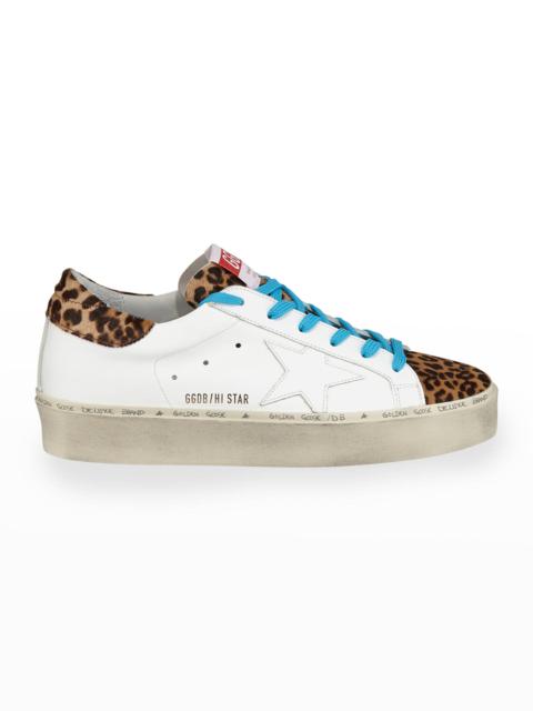 Hi Star Leather & Leopard Platform Sneakers