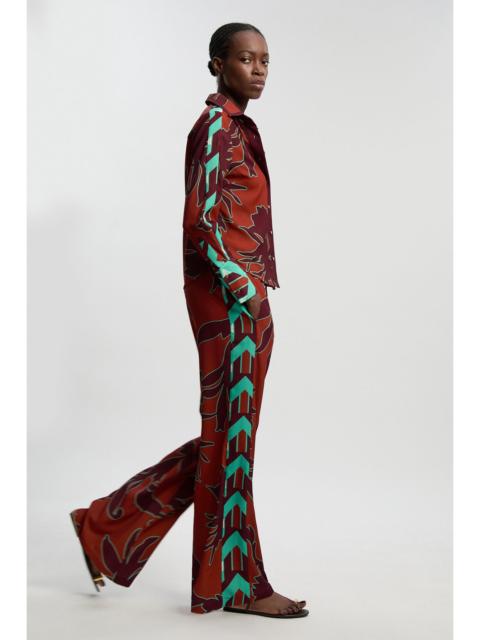 KAREN MILLEN Western Printed Twill Woven Straight Trousers