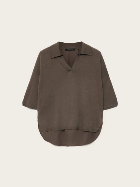 ALLSAINTS BERN SHORT SLEEVE WOVEN WOOL POLO
