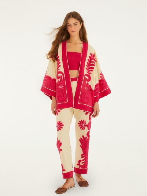 FARM RIO Pink Spring Arabesc Cutwork Lenzing Ecovero Euroflax Pants