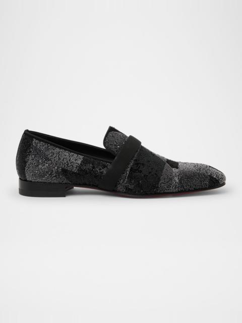 Christian Louboutin Men's Dandydecotracks Sequin Red-Sole Loafers