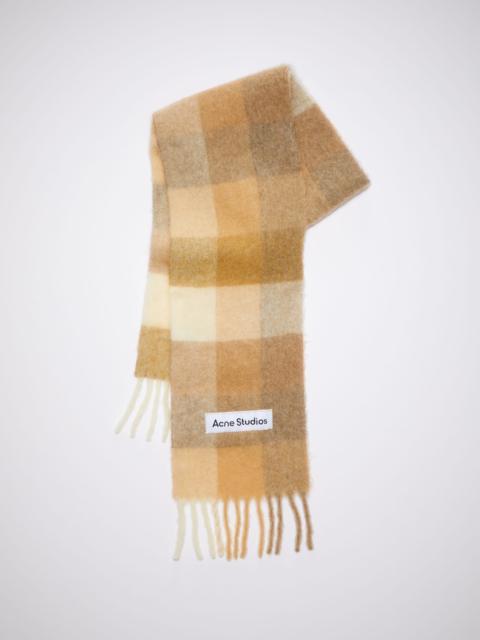 Mohair checked scarf - White/beige
