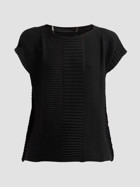 ISSEY MIYAKE Women's Column Knit Short-Sleeve Top - Black