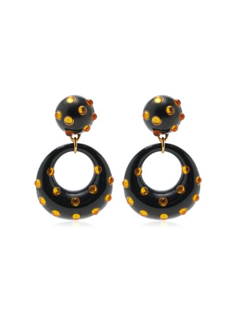 Oscar de la Renta Cabochon Enamel Drop Earrings black