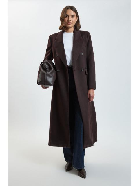 KAREN MILLEN Brushed Wool Oversized Double Breasted Tailored Maxi Coat