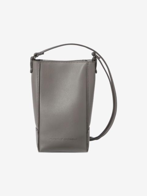 Brunello Cucinelli BC Duo phone holder in calfskin with Monili