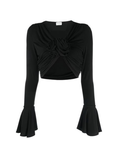 cropped long-sleeve top