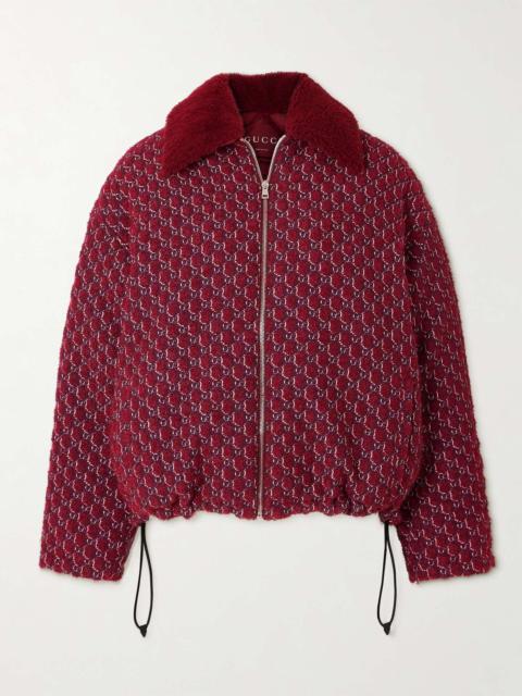 GUCCI Shearling-trimmed jacquard-knit wool-blend bouclé jacket