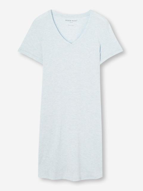 Derek Rose Women's V-Neck Sleep T-Shirt Ethan Micro Modal Stretch Blue