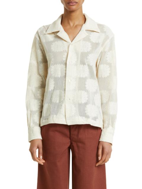 BODE Bode Sunflower Lace Button-Up Shirt in Ecru at Nordstrom