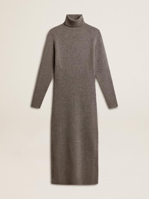 Golden Goose Gray melange ribbed woolen dress with high neck