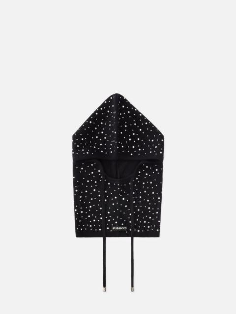 PINKO BALACLAVA WITH DRAWSTRING AND RHINESTONES
