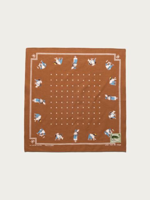 Kapital Fastcolor Selvedge Bandanna (RICE SEEDING) 20x20 - Brown