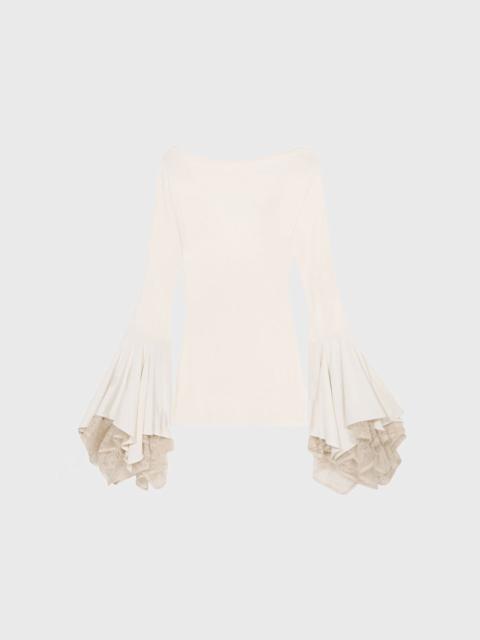 Blumarine SHORT JERSEY DRESS WITH LACE RUFFLES