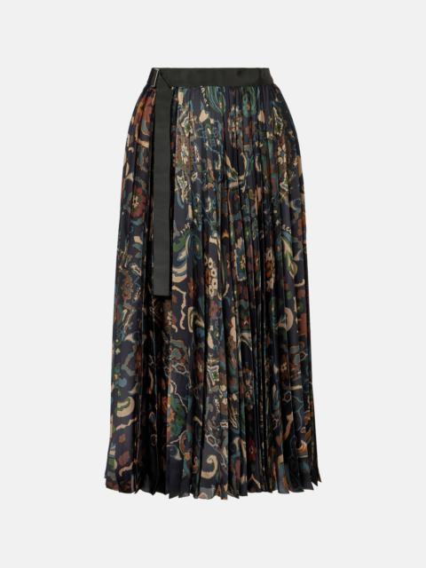 sacai Floral pleated midi skirt