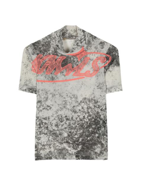 KNWLS logo-print bleached-effect T-shirt