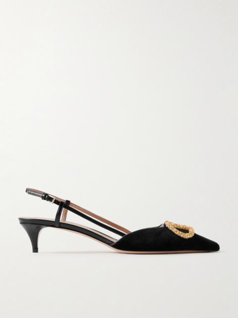 Valentino Vlogo Embellished Velvet Slingback Pumps