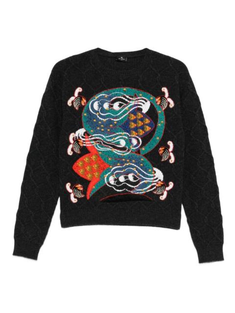 Etro embroidered cable-knit sweater