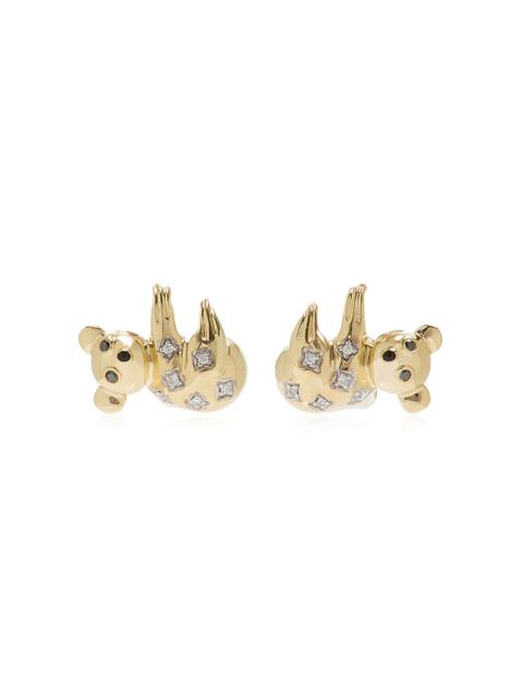 Yvonne Léon Koala 9K Yellow Gold Multi-Stone Earrings