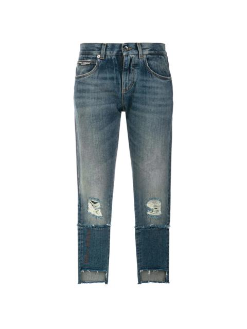 Dolce & Gabbana deconstructed logo patch jeans