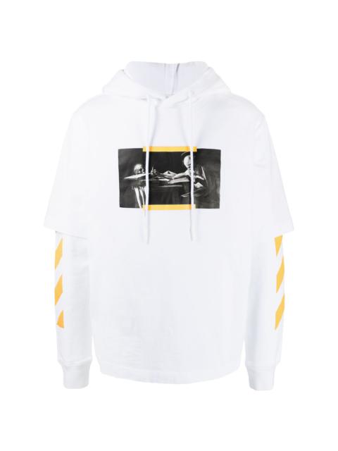 graphic-print layered hoodie