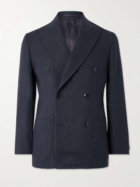 KAPTAIN SUNSHINE Double-Breasted Linen and Silk-Blend Blazer