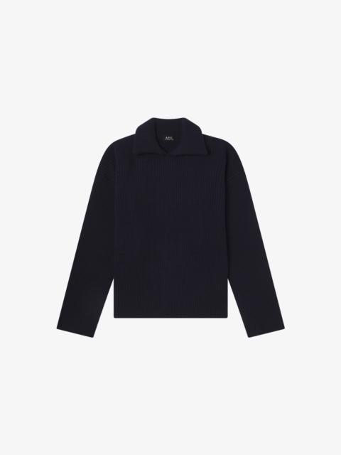 A.P.C. WIDE-RIB SWEATER WITH SPREAD COLLAR