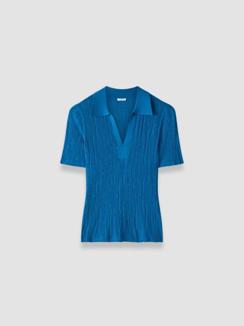 JOSEPH Aliane Crinkle Viscose Polo Top