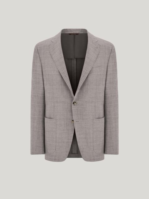 Canali GRAY WOOL, SILK AND LINEN BLEND MODERN-FIT JACKET WITH MATTING EFFECT