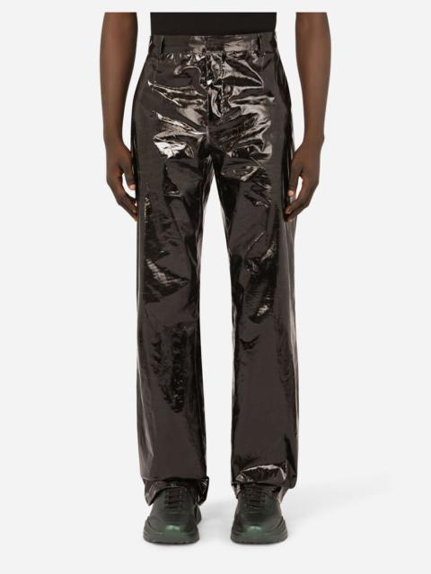 Laminated stretch silk satin pants